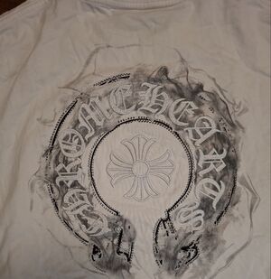 Chrome Hearts L White Graphic T-Shirt Embriodered and Black Details